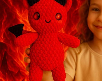 Amigurumi Red Devil for Halloween Pattern – Crochet Plush Toy Tutorial, Cute Devil Doll PDF, Spooky Handmade Halloween Gift Idea