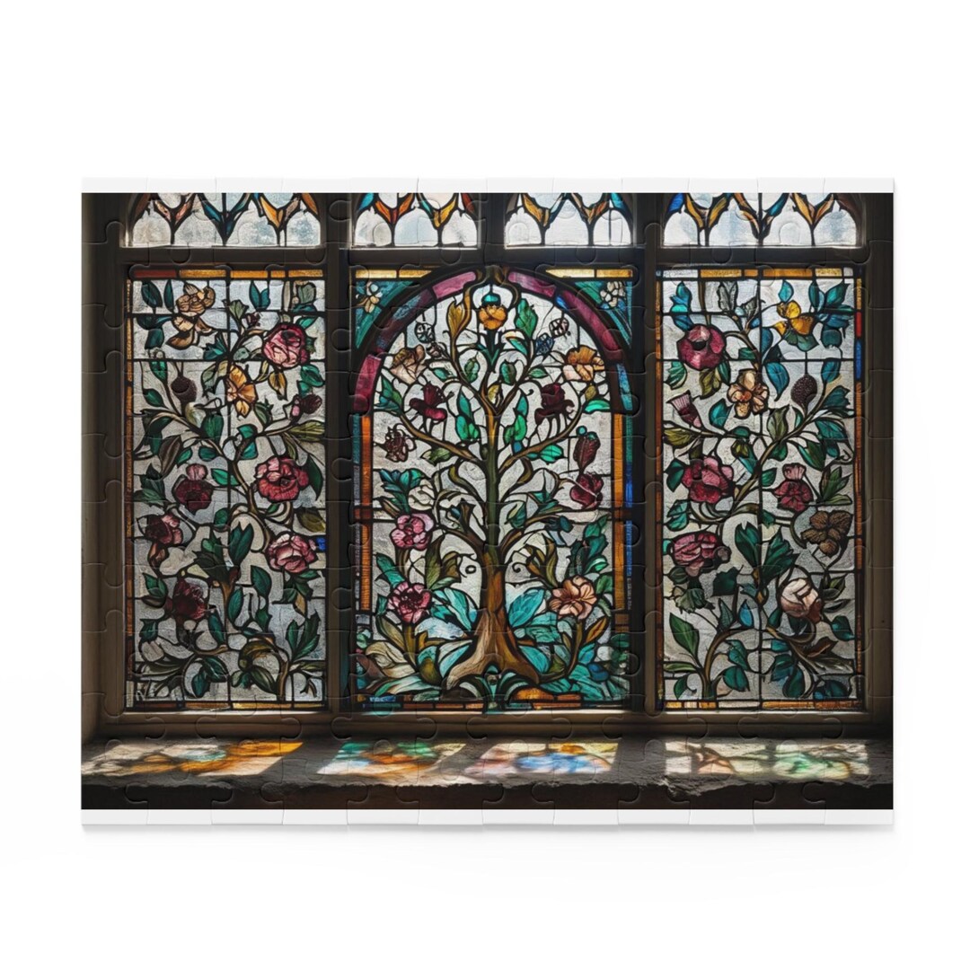 Stained Glass Botanical Window Puzzle 500-piece | Decorative Jigsaw 252 ...