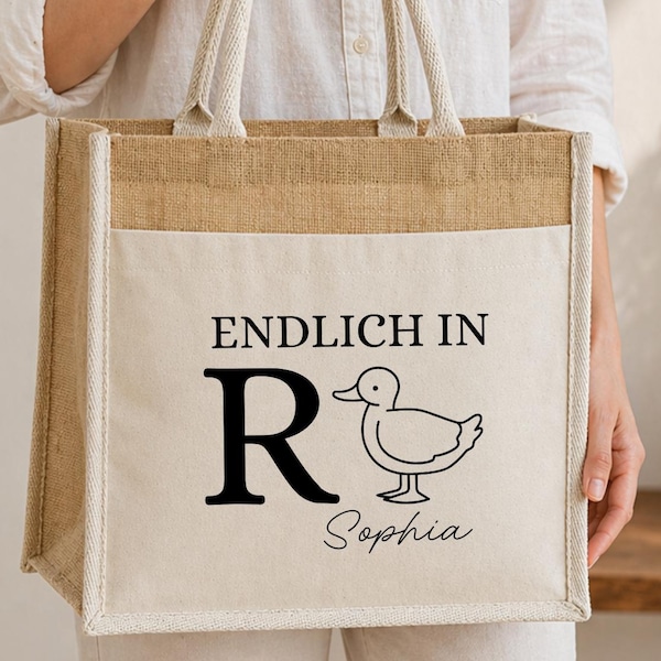 Personalisierte Jutetasche Rente – Endlich in Rente Geschenk mit Name