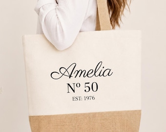 Personalisierte Jute-Tasche - Geschenk zum 50