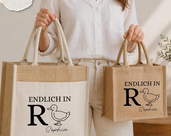 Personalisierte Jutetasche Rente – Endlich in Rente Geschenk mit Name