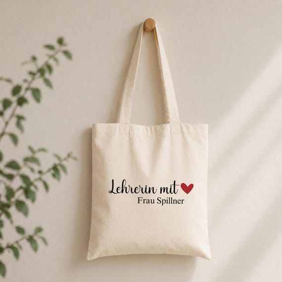 Personalisierte Lehrer Tasche mit Namen, Baumwolltasche für Lehrerin, Geschenk für Lehrerinnen, Abschiedsgeschenk Schule