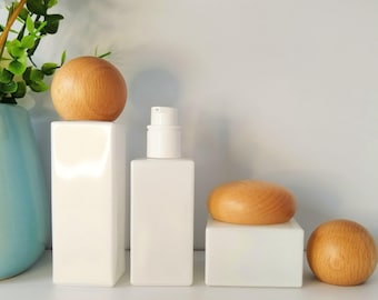 Empty Glass Lotion Pump Bottles, Skincare Cream Jars, Cosmetic Containers Refillable Essential Oils, Face Creams, and Skincare Products