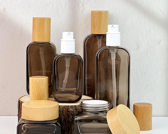 Refillable Glass Skincare Containers, Lotion Bottles & Cream Jars for Serums, Essential Oils, Suitable for At-Home Beauty and Travel Use