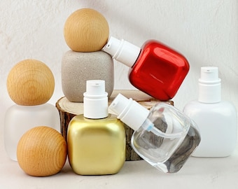 30ml Glass Cosmetic Containers, 1oz Empty Lotion Pump Bottles with Natural Wooden Caps, Cosmetic Packaging for Skincare Brands