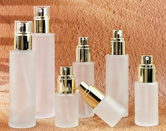 White Frosted Glass Skincare Set - Lotion Pump Bottles & Spray Bottles, Refillable for Moisturizer, Facial Mist, Home Use