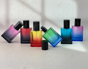 30ml Square Glass Spray Bottle, Colorful Refillable Perfume Atomizer for DIY Fragrance, Body Mist, Travel Scent