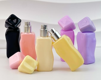 Colorful Glass Perfume Spray Bottles, Refillable Cosmetic Containers, Stylish Leak proof Mist Bottles for Fragrance, Toner, Essential Oil
