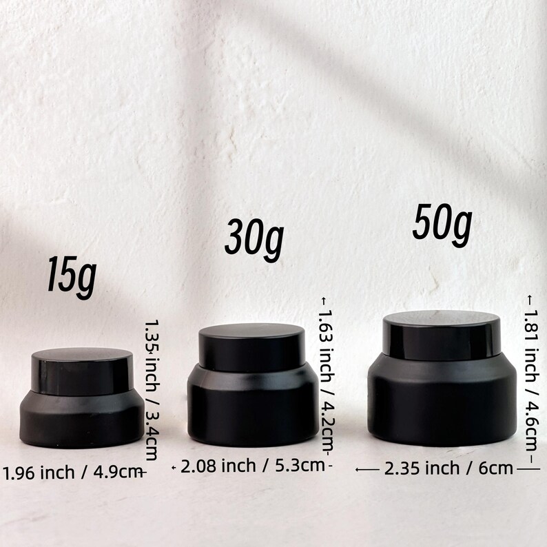 Black Frosted Glass Cosmetic Jars, 15g/30g /50g Containers for Skincare ...