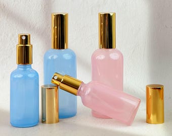 30ml/50ml/100ml Empty Glass Perfume Spray Bottles with Gold Pump Atomizer, Refillable Fine Mist Containers for Fragrance, Essential Oils,