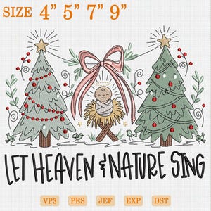 Diseño de bordado para el Nacimiento: «El cielo y la naturaleza cantan» (descarga digital)