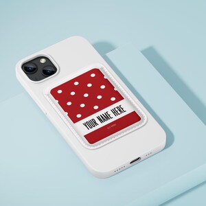 Red Polka Dot Custom Name Wallet MagSafe Compatible | Vegan Wallet