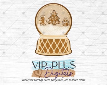 Schneekugel PNG: Lebkuchen Sublimationsdesign (Digitaler Download)