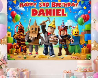 Personalized Video Game Boy Backdrop, Gamer Birthday Party Banner