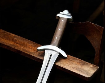 Espada medieval de acero de alto carbono forjada a mano / Espada de 91 cm con empuñadura de palisandro y vaina / Espada de fantasía de colección / Regalo para él