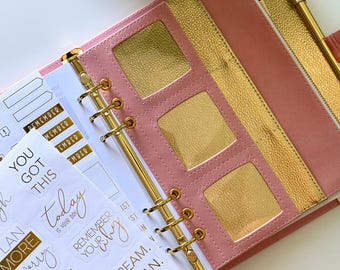 Undated A5 Faux Leather Planner – Refillable Ring Binder, Weekly Organizer, Handmade, Zipper Pocket, Personalized Agenda