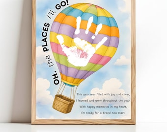 Last Day of School Craft Printable Keepsake, Printable School Handprint Art, Graduation Craft Activity, 'Oh, the Places You'll Go' Art