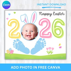 Easter Footprint Craft with Photo, Easter Handprint Activity, DIY Easter Activity, Easter Keepsake Art, Daycare Activity, Preschool Easter