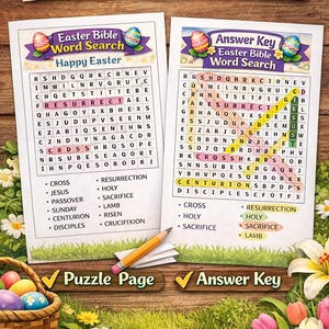 Easter Bible Word Search Puzzle | Christian Printable Activity (digital ...