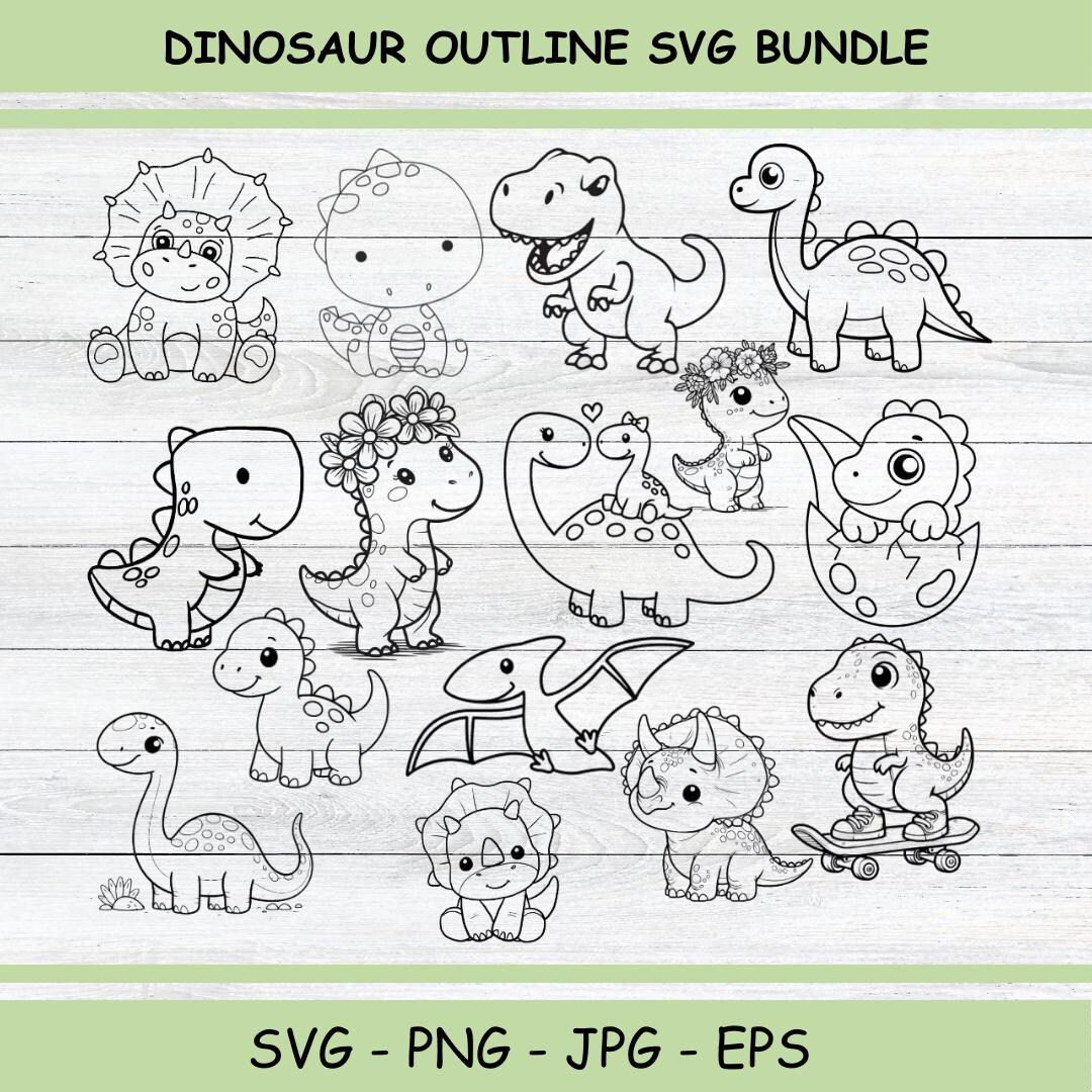 Dinosaur PNG Bundle | Cute Dino Clipart Set | SVG PNG Files for Kids ...
