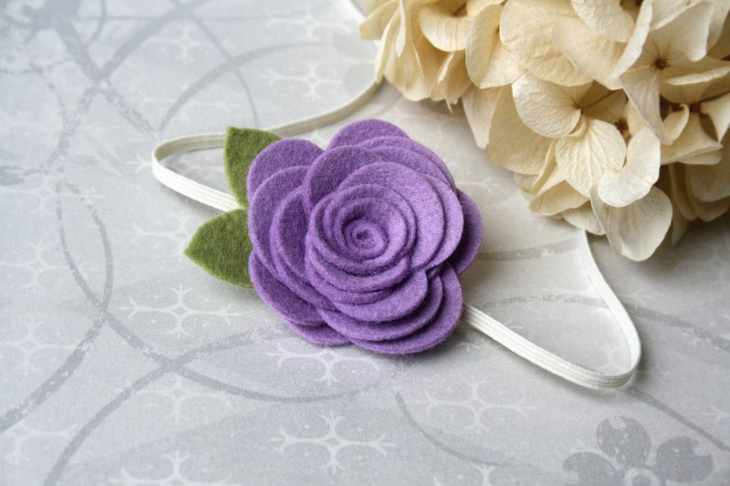 Large Felt Flower Headband for Baby Lavender Flower Headband Etsy
