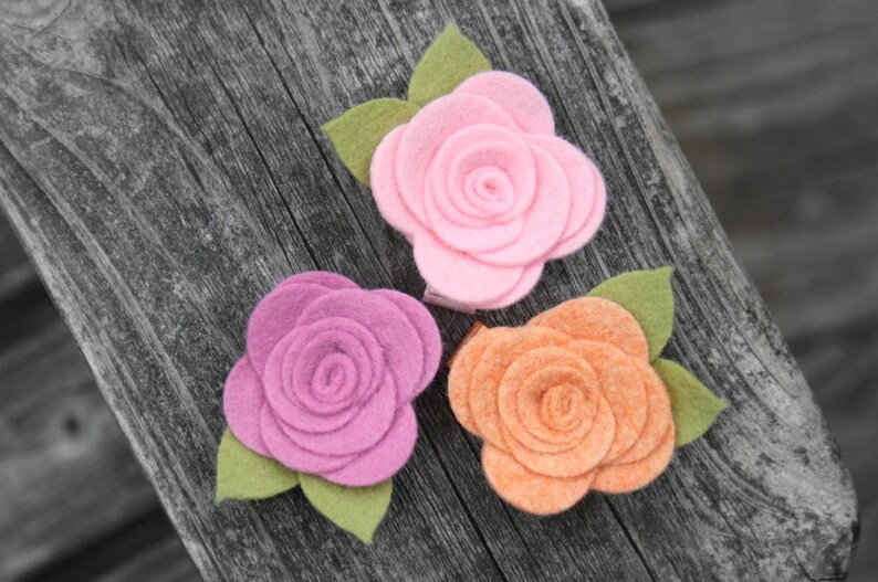 Baby Flower Hair Clip Felt Flower Hair Clips for Baby Etsy