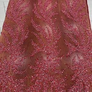 Rot Perlen Spitzenstoff