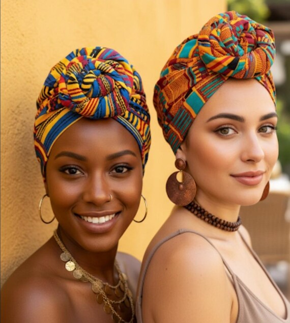 Pretied African handmade multicolored Headtie Asooke Autogele, Pre-tied African Headwrap, Women main image 2