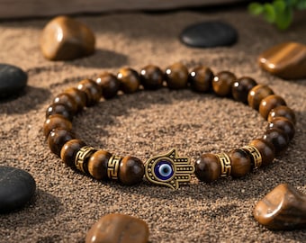 Bracciale In Occhio Di Tigre: Braccialetto Di Perline Di Cristallo - Foto 5