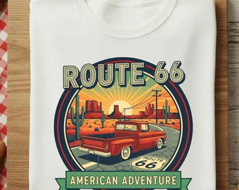 Route 66 Truck T-Shirt | Car Lover Gift for Men | Vintage Graphic Tee