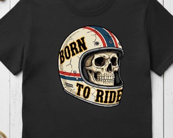 Skull Biker-T-shirt, retro motor-T-shirt