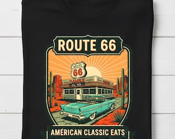 Route 66 T-Shirt | Car Lover Gift for Men | Vintage Graphic Tee
