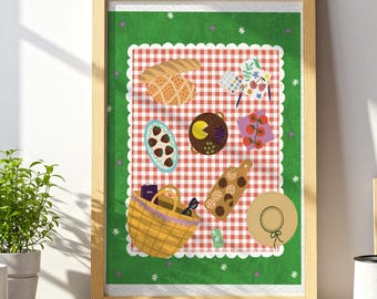 Picnic On The Green Wall Print | Colourful home decor, Illustrated wall art, Original artwork