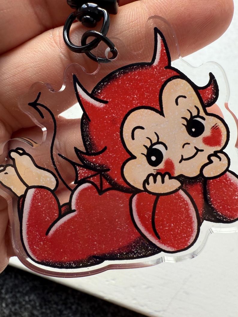 Devil Kewpie Acrylic Keyring | Double Sided Acrylic Keyring, Bag Charm ...