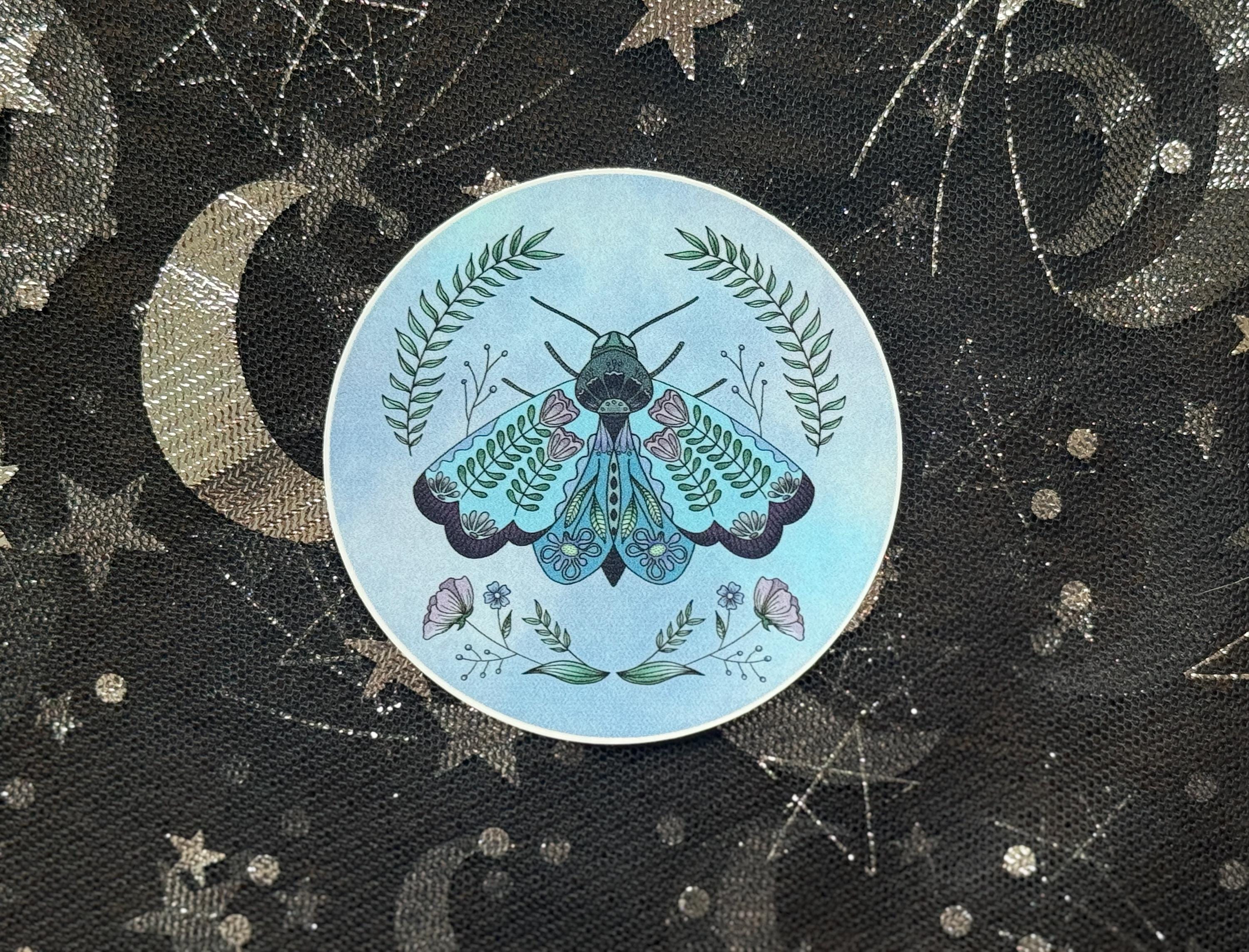 Floral Moth Sticker | Illustrated Sticker, Pretty Stickers, Bullet ...