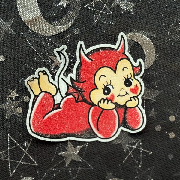 Devil Kewpie Sticker | Vintage kewpie, Baby doll sticker, Laptop decal, Water bottle decal, Crafting, Scrapbooking