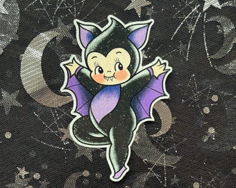 Bat Kewpie Sticker | Sticker Decal, Vintage Baby Doll, Spooky sticker, Bat sticker, Kewpie sticker