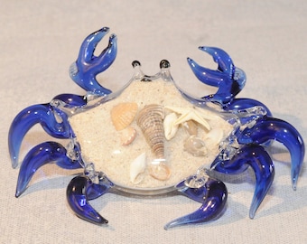 Blauwe krab van geblazen glas