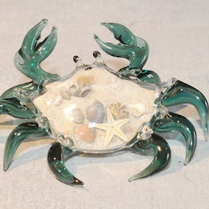 Blown Glass Teal Crab