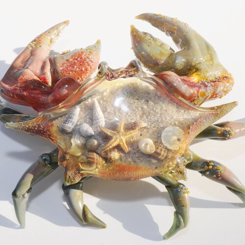 Glass Crab Art Glass Crab Blown Glass Crab Sculpture Made | Etsy