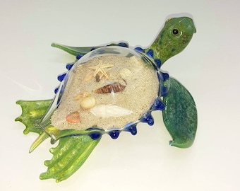 Geblazen glas groene zeeschildpad