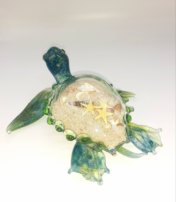 Miniature Blown Glass Blowing Art Turtle gift Figurines Animal Collectible Decor 