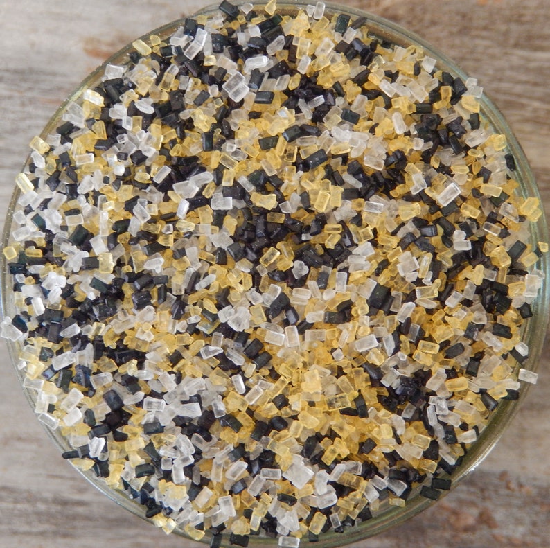 Sprinkles 6 Oz Edible Black White And Yellow Sugar Etsy