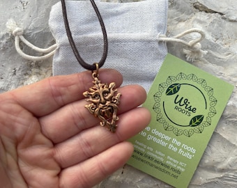 Ciondolo Greenman in bronzo – Collana celtica vegana con cordino
