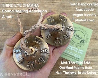 Címbalos tibetanos Tingsha: Sinos de latão para o chakra do terceiro olho