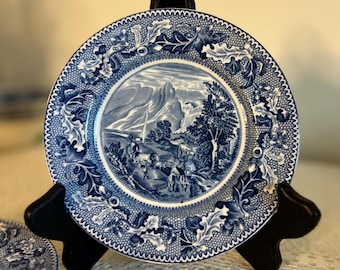 Vintage Johnson Brothers Stagecoach Plates & Bowls | Blue