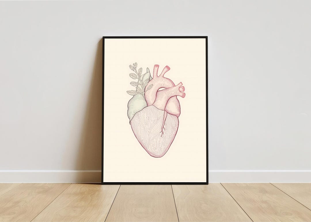 Anatomical Heart Print: Botanical Floral Vintage Medical Art (digital ...