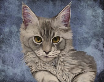 Custom Pet Portrait Digital Art | Hand Drawn Cat Dog Illustration (Digital Download)