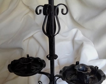 Vintage Black Wrought Iron Candelabra Perfect for Halloween, Thanksgiving, and Christmas!