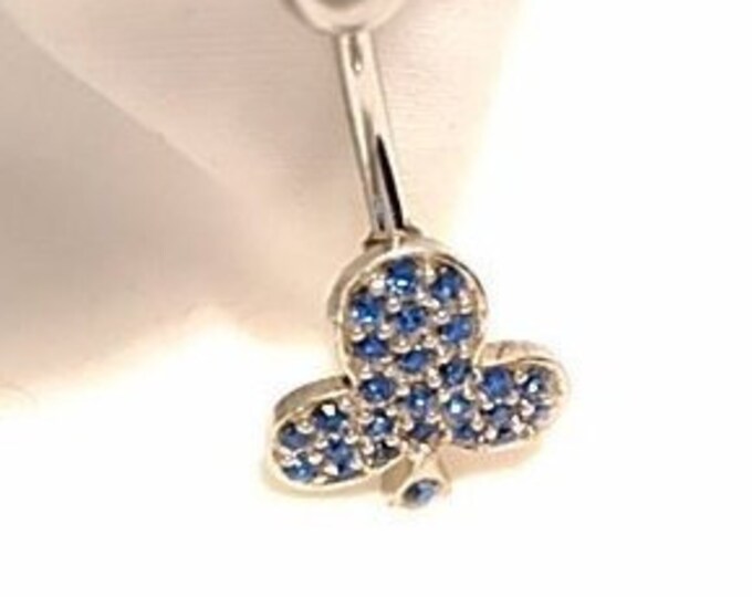 14G Belly Ring Bell in Blue 25 Mini Sparkle Rhinestones bodyjewelryretainerstore.com